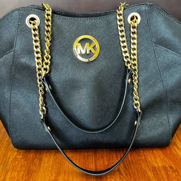 Black Saffiano Leather Michael Kors Jet Set Travel Tote - Picture 3 of 16